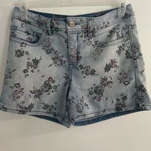 Faded Glory Blue Flowered Jean Shorts in size 10